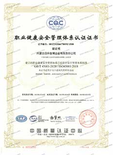 Certificate of occupational health and safety management system