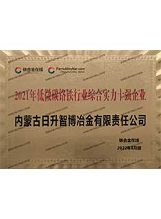 Top Ten Enterprises with Comprehensive Strength in Low-Fine Carbon Ferrochrome Industry, 2021