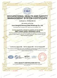 Certificate of occupational health and safety management system
